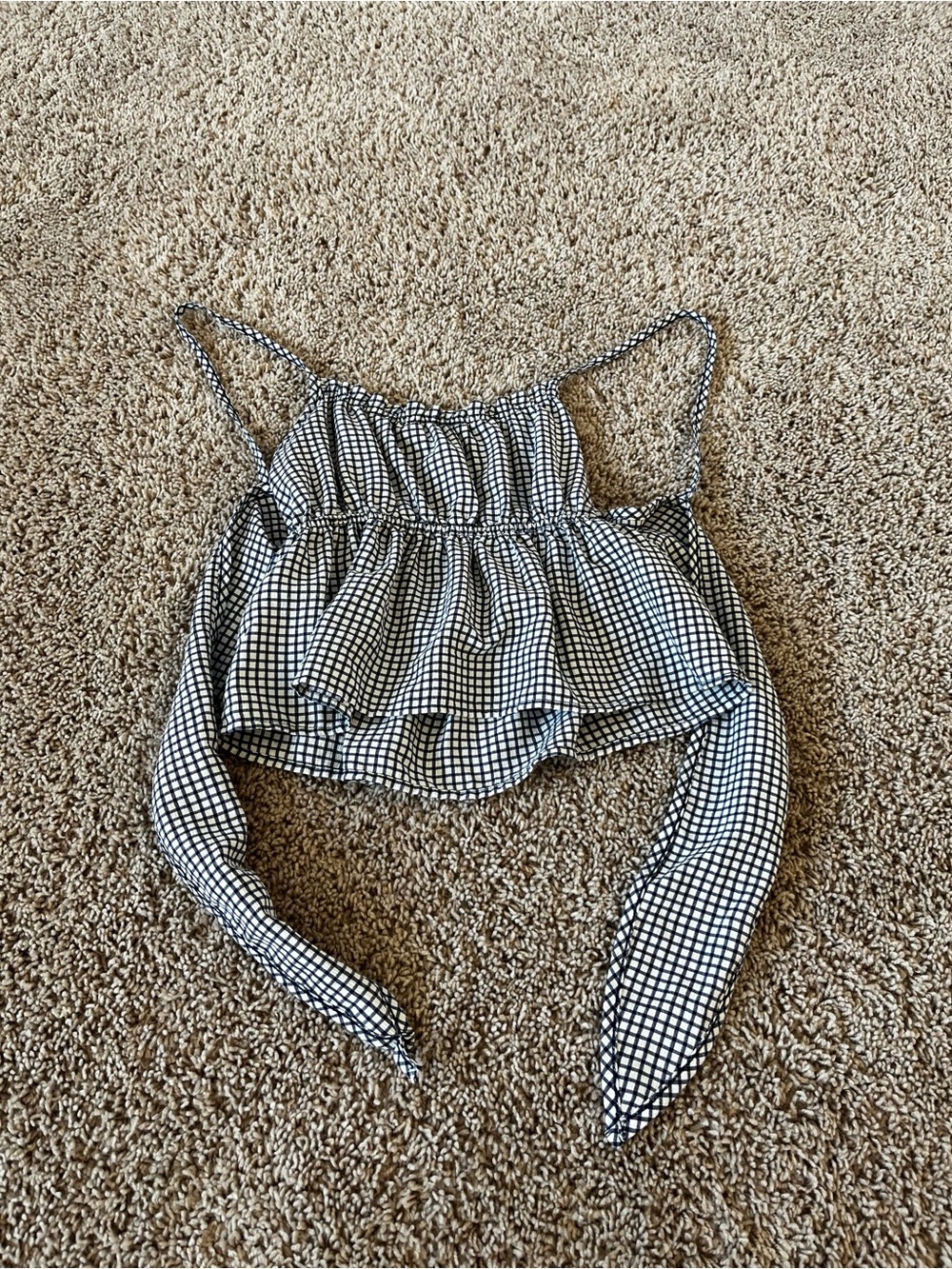 Jacquemus Black & White Gingham Ruffle Camisole